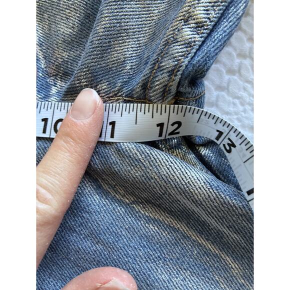 EB Denim Silver Coated Jeans Women 26 $320 MSRP Straight High Rise Festival Rave - Picture 15 of 16